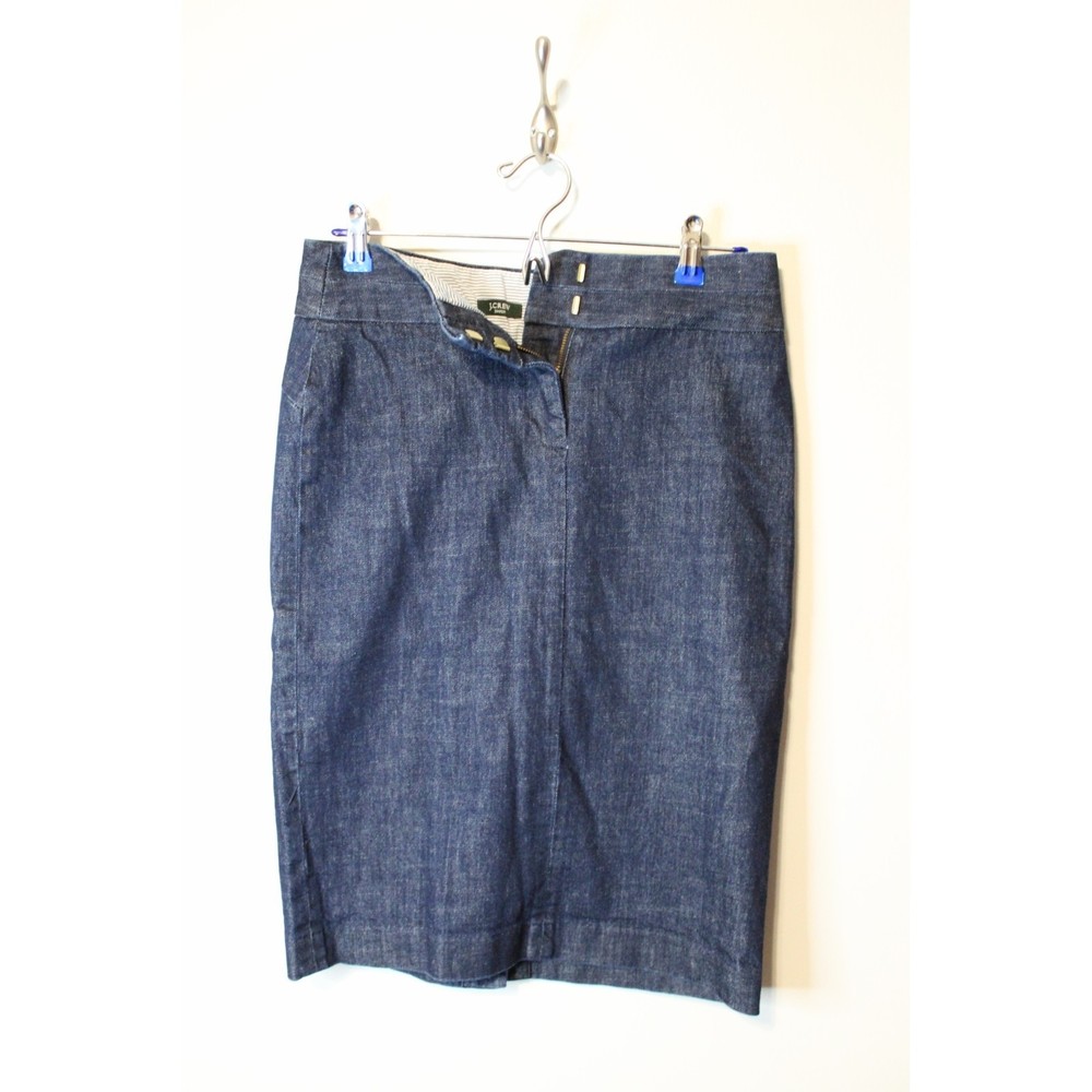 J Crew Dark Denim Stretch Pencil Skirt Size 4